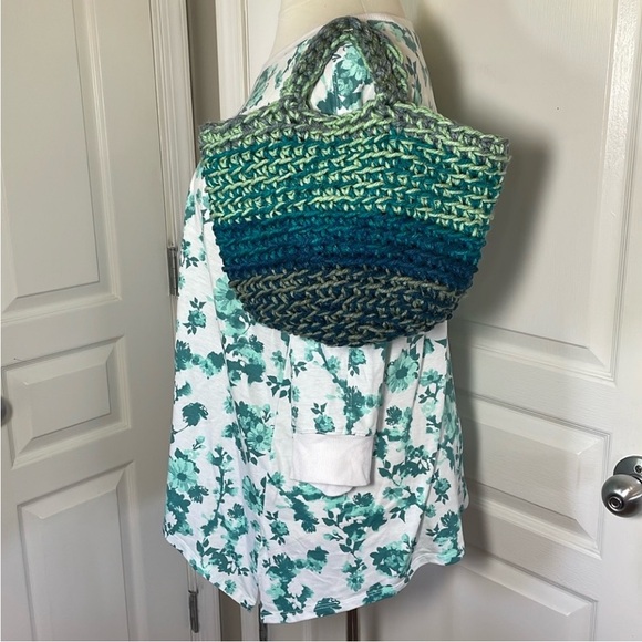 Handmade Basket Organization Green Blue Crochet Decor Hand Crafted Chunky Knit - Picture 6 of 17